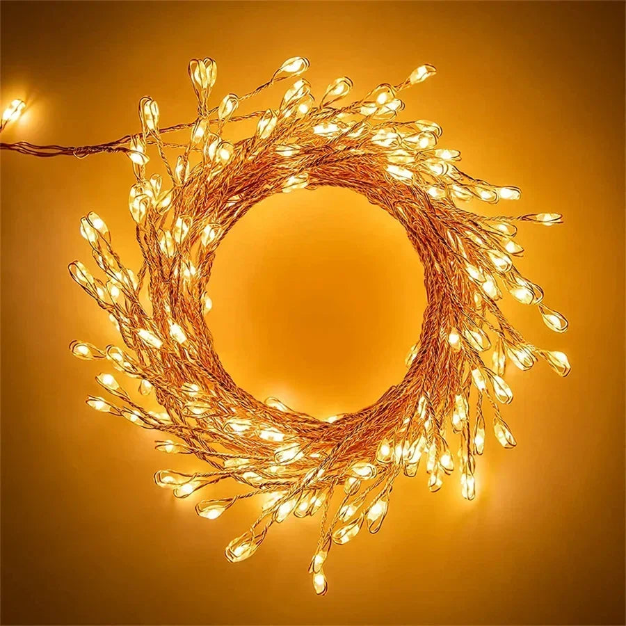 200/400 LED USB Firecracker Fairy Light Outdoor Firecracker Cluster Twinkle String Light with Remote for Wreath DIY Party Decor