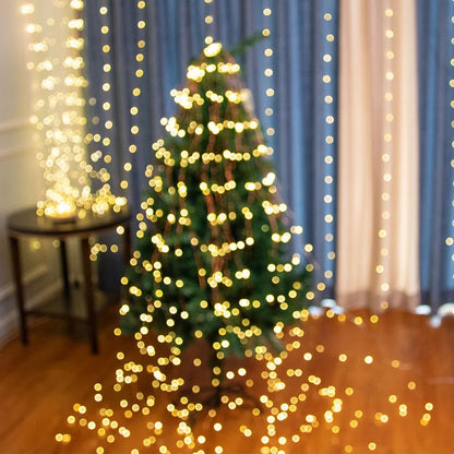 New 100/200LED Copper Wire Tree Vine Waterfall String Lights DIY Christmas Garland Fairy Lights for Party Wedding Holiday Decor