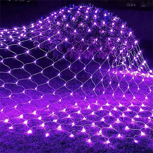 Halloween purple LED Net Mesh Fairy String Light Garland Window Curtain Christmas Fairy Light Wedding Party Garland Light