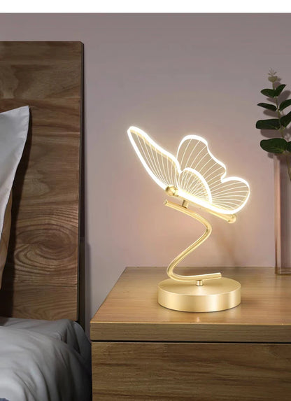 Nordic LED Table Lamps Indoor Lighting Switch Button Bedroom Bedside Living Room Restaurant Home Decoration Butterfly Desk Lamp