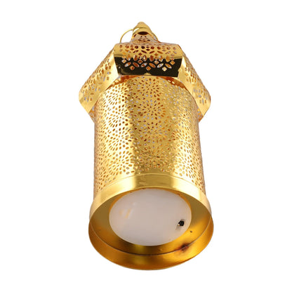 Moroccan Golden Hollow Iron Lantern Ramadan Home Decor Light Ornaments Hanging Lamps Outdoor Yard Garden Art Decoration