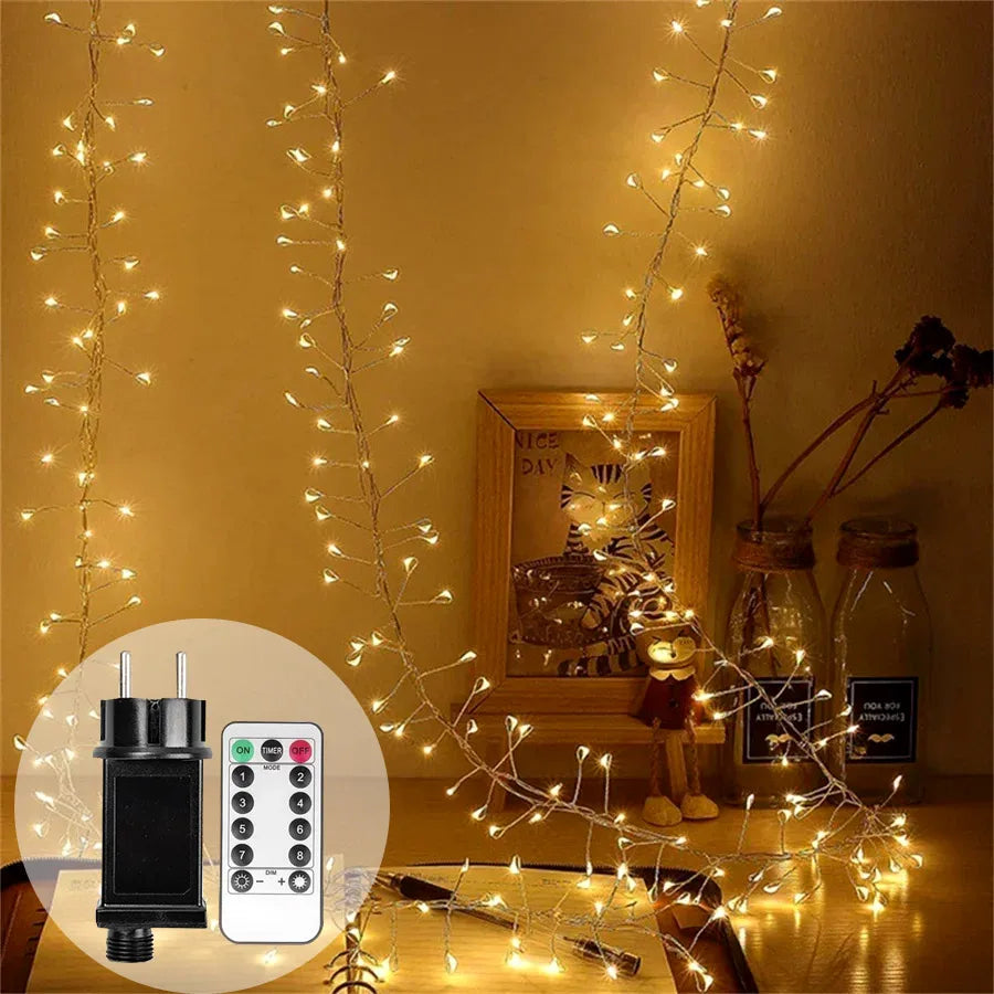 36M Cluster LED String Fairy Lights Sliver Wire Outdoor Christmas Tree Light Garland For New Year Street Home Party Wedding