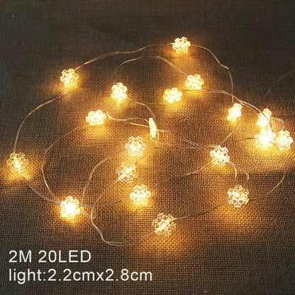 2M 20LED Lights Fairy String Santa Claus Snowflake Battery Powered For Home Living Room Garden Christmas Decorative Garland Lamp