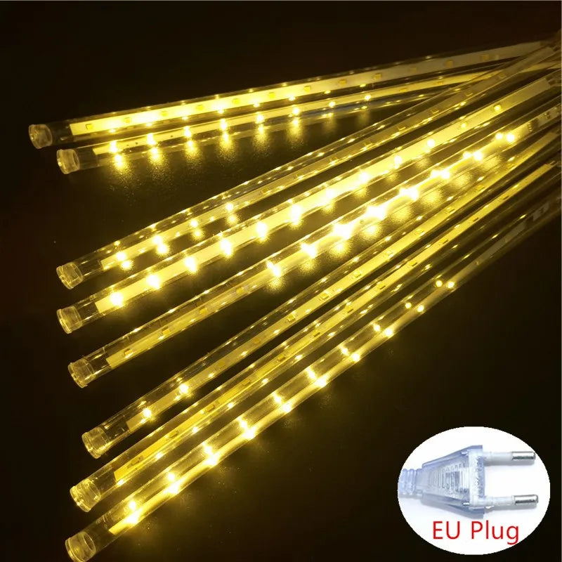 32/24/12 Tubes 30/50cm LED Meteor Shower Fairy String Garland Curtain Lights Christmas Decor Outdoor Wedding Street Garden Decor