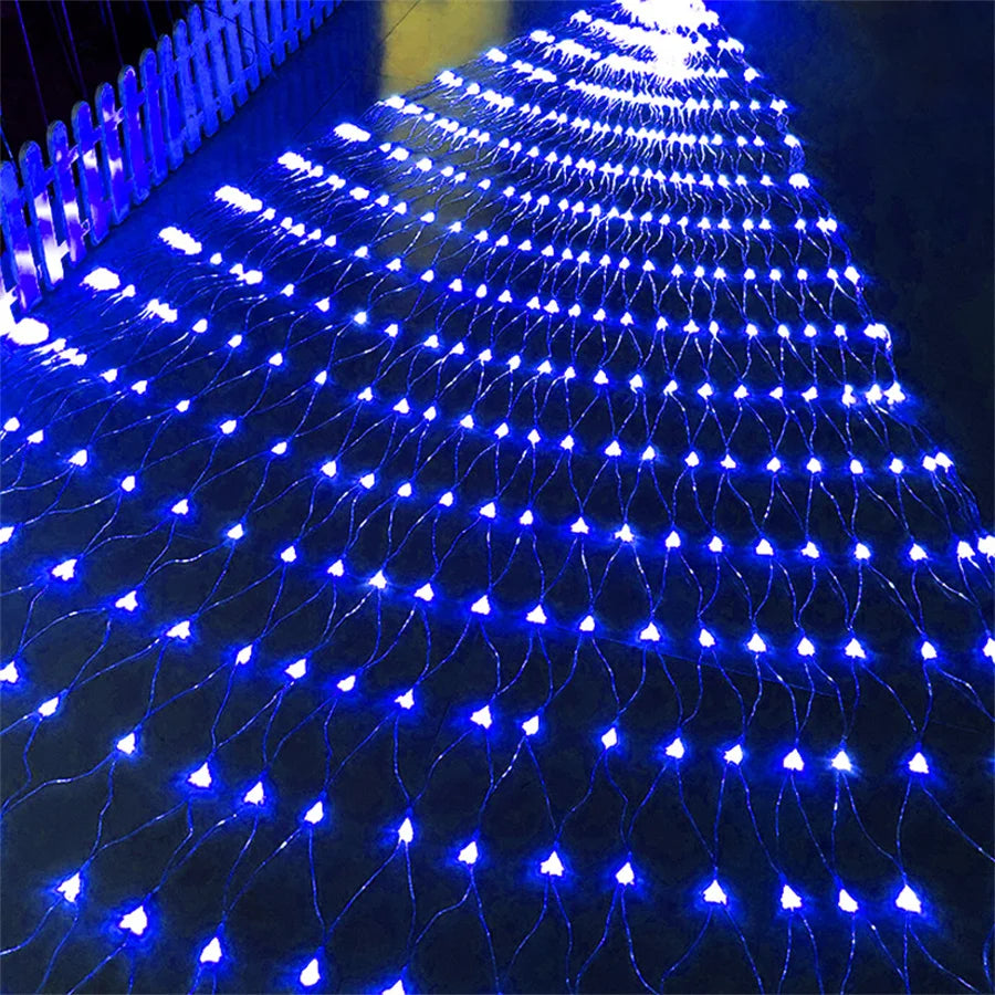 1.5X1.5/10x1/6x4M Led Net Mesh String Light Outdoor Curtain Icicle Light Christmas Garland Light For Garden Party Holiday Decor