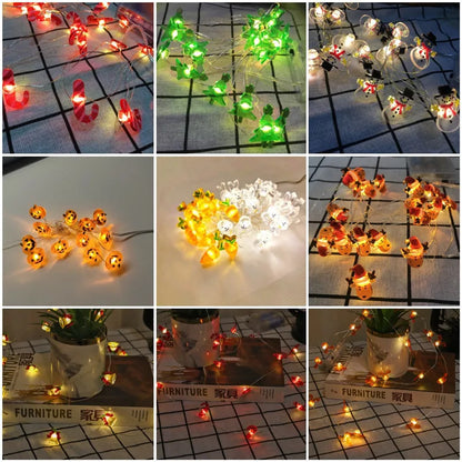 2M 20LED Lights Fairy String Santa Claus Snowflake Battery Powered For Home Living Room Garden Christmas Decorative Garland Lamp