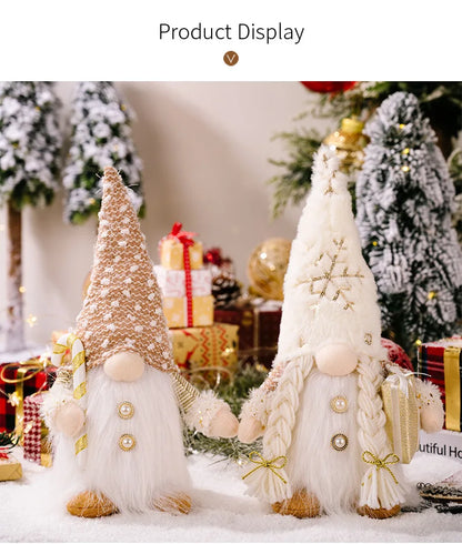 30cm Christmas Doll Elf Gnome with Led Night Light Christmas Decorations for Home Xmas Navidad New Year 2024 Children's Gifts