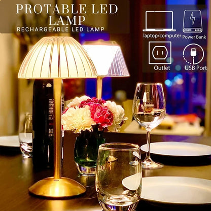 LED Table Lamp Touch Sensor Dimmable Desktop Night Light Rechargeable Wireless Reading Lamp for Hotel Bar Bedroom Decor Light