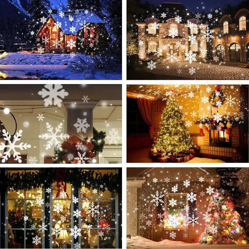 1pc LED Snowflake Christmas Projector Light USB Powered Rotating Pattern Festive Lighting Holiday Decorative Snowflake Lamp