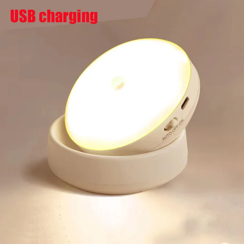 360 Rotated PIR Motion Sensor LED Night Light Wall Lamps Rechargeable Under Cabinet Light Wireless Closet Night Lamp