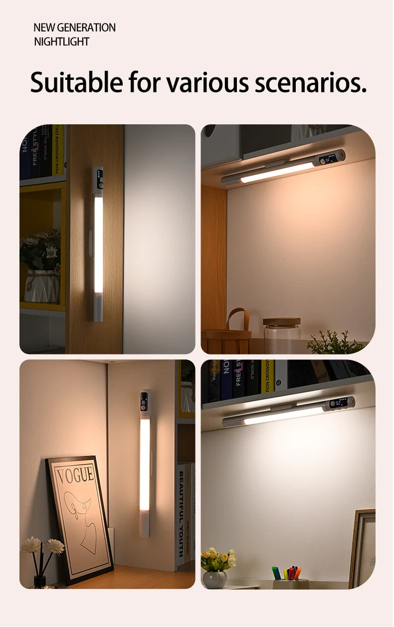 Motion Sensor Light Night Light Desk Lamp Type C Rechargeable Lights Cabinet Lights For Kitchen LED Digital Display Night Lights