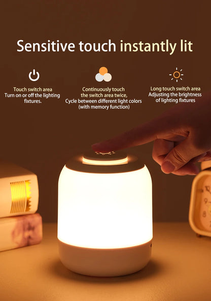 PZSUNLY LED Touch Lamp Night Light Table Lamp Bedside Lamp Bedroom Lamp with Touch Sensor Portable Desk Lamp Light for Kids Gift