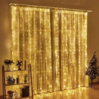 3/6M LED Curtain Garland Fairy String Lights Christmas Holiday Party Wedding Decoration USB Remote 8 Modes Waterfall Lighting