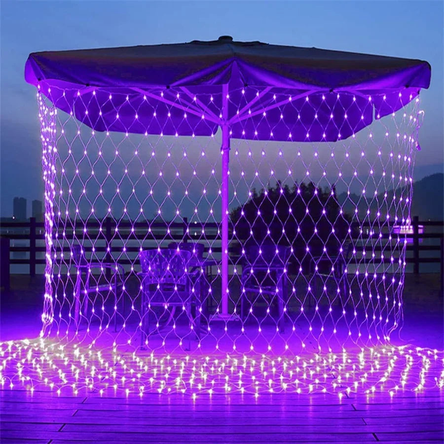 Halloween purple LED Net Mesh Fairy String Light Garland Window Curtain Christmas Fairy Light Wedding Party Garland Light