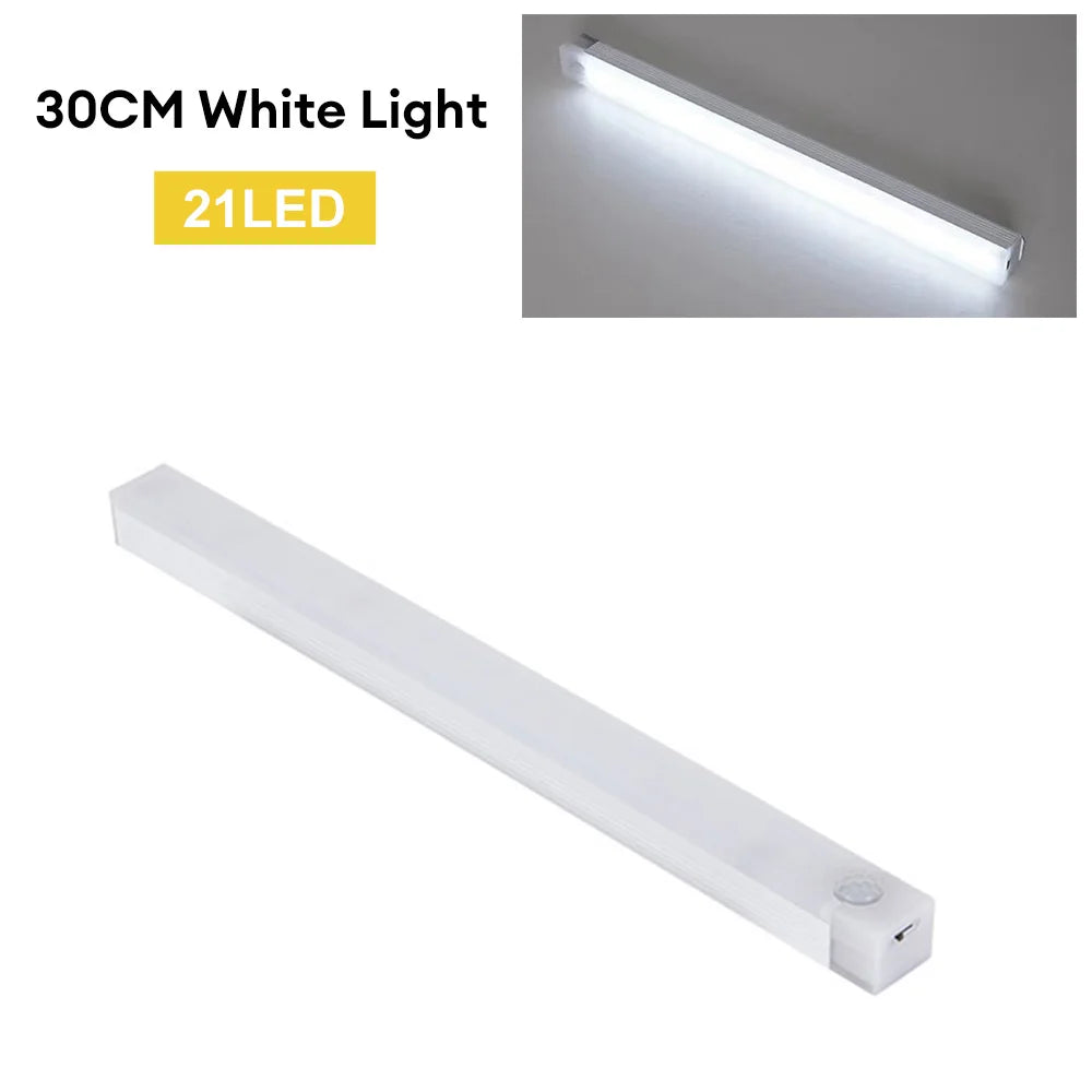 LED Sensor Light Bar 20/30/50CM Magnetic Mounted Rechargeable Motion Sensor Night Light Warm/White Light for Closet Wardrobe