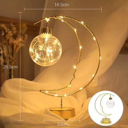 Table Lamp LED Bedroom Decoration Lamp Battery/USB Powered Moon Star Bedside Lighting Fixture For Desktop Night Lights