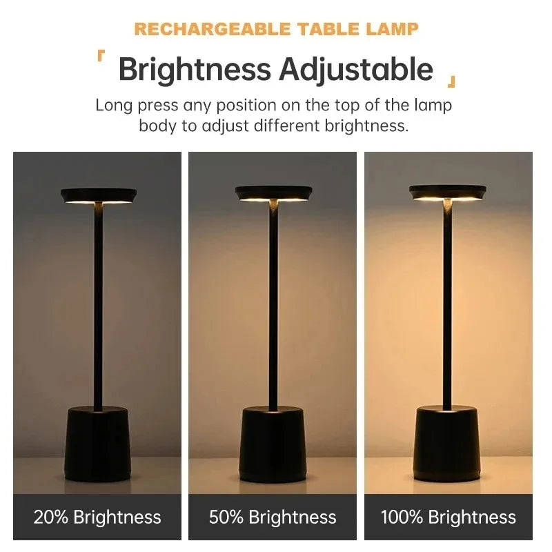 Led Cordless Night Light Rechargeable Bedside Table Lamps Touch Stepless Dimming Portable Desk Lamp For Bar Restaurant Camping