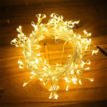 200/400 LED USB Firecracker Fairy Light Outdoor Firecracker Cluster Twinkle String Light with Remote for Wreath DIY Party Decor