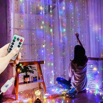 Remote Control 8 Mode USB LED Curtain Garland String Lights 3/6M Fairy Light Christmas Wedding Party Decorations Holiday Deocr