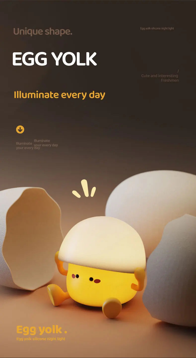 Mushroom Night Lights Egg Yolk LED USB Silicone Desk Night Lamps Indoor Lighting Room Decoration Atmosphere Light Kids Cute Gift