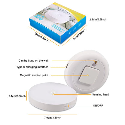 CY New Upgraded Frosted,Human Body Sensor Magnet Light,Three-Colour Infinitely Dimmable for Bedroom, Bathroom,Corridor,Kitchen