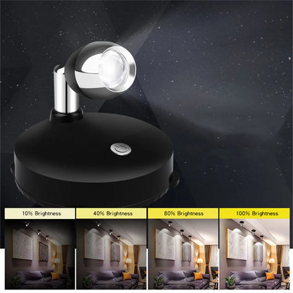 Indoor Home Spotlight DC5V USB Rechargeable Rotating Head Dimming Night Lamp with Remote for Bedroom,Study