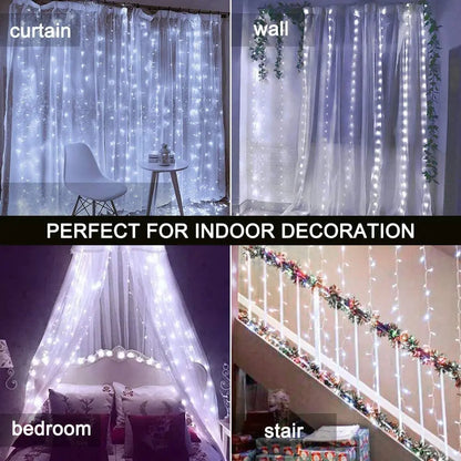 300 LED Window Curtain String Light Wedding Party Home Garden Bedroom Outdoor Indoor Wall Decorations