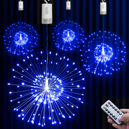 150/200 LED String Fairy Lights Hanging Starburst Lamp DIY Firework Christmas Garland Festival Decoration Remote Twinkle Lights