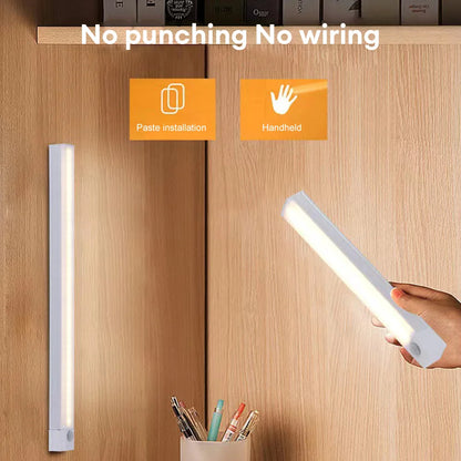 LED Sensor Light Bar 20/30/50CM Magnetic Mounted Rechargeable Motion Sensor Night Light Warm/White Light for Closet Wardrobe