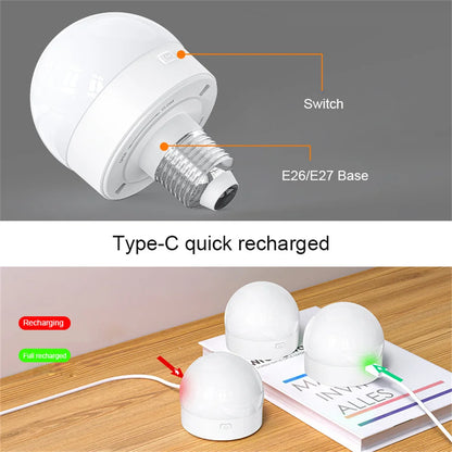 WW NW CW 3 Colors Led Cabinet Light E26/E27 Base USB Rechargeable Reading Lamp for Bedroom,Foyer