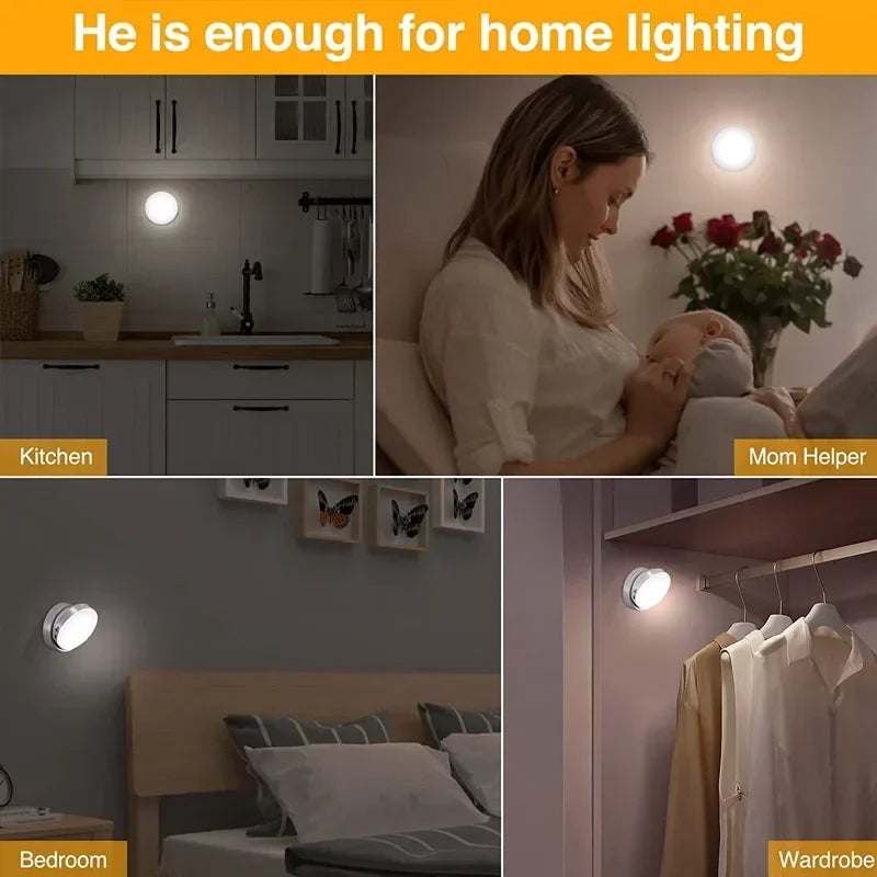 360 Rotated PIR Motion Sensor LED Night Light Wall Lamps Rechargeable Under Cabinet Light Wireless Closet Night Lamp