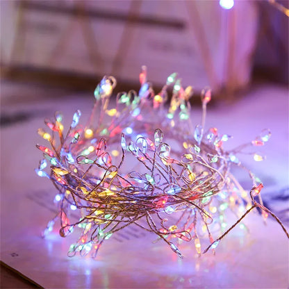 200/400 LED USB Firecracker Fairy Light Outdoor Firecracker Cluster Twinkle String Light with Remote for Wreath DIY Party Decor