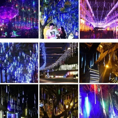 8 Tubes Meteor Shower Rain Led String Lights Street Garlands Christmas Tree Decorations for Outdoor New Year Fairy Garden Lights