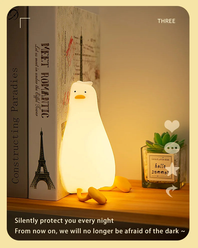 USB Rechargeable Table Lamp Duck Silicone Sleep Lamp Mood Light Bedside for Room Decoration Creative Gift Children Night Light