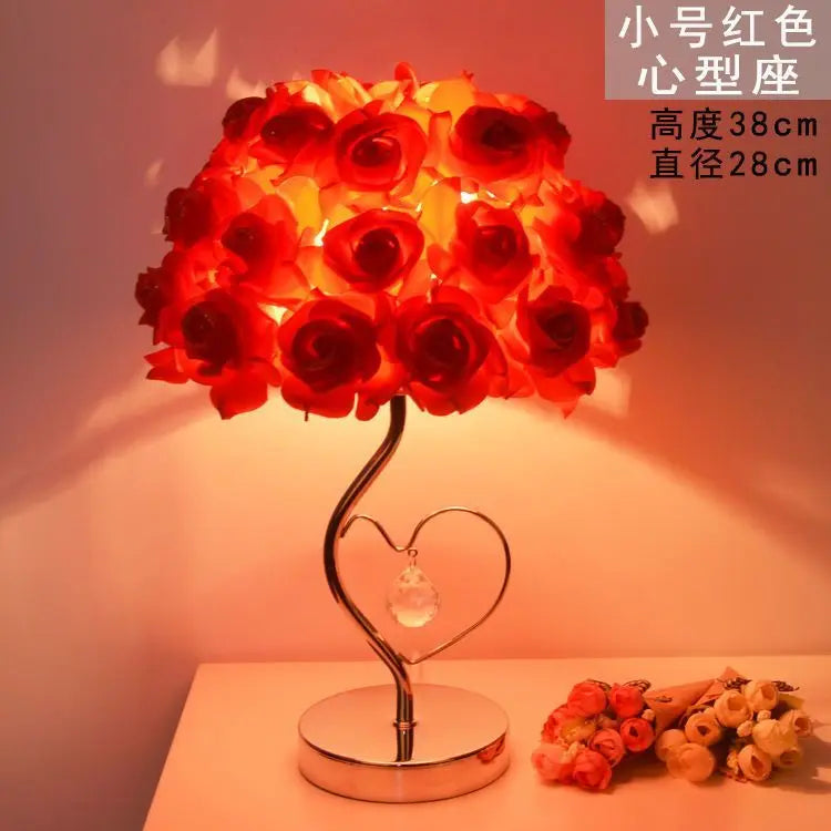 Table Lamp Rose Crystal Table Lamp Wedding Gift Ins Creative Wedding Princess Wedding Room Everlasting Warm Bedroom Bedside Lamp