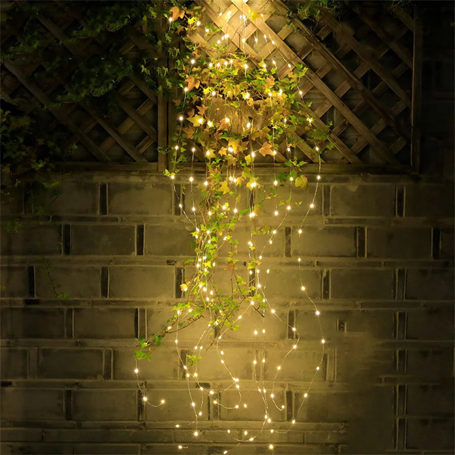 New 100/200LED Copper Wire Tree Vine Waterfall String Lights DIY Christmas Garland Fairy Lights for Party Wedding Holiday Decor