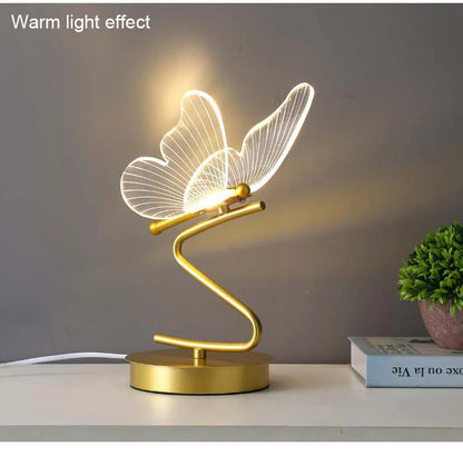 Nordic LED Table Lamps Indoor Lighting Switch Button Bedroom Bedside Living Room Restaurant Home Decoration Butterfly Desk Lamp