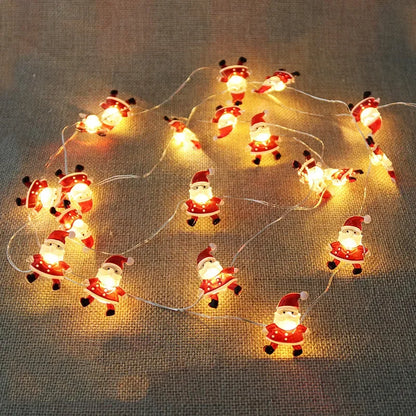 2M 20LED Lights Fairy String Santa Claus Snowflake Battery Powered For Home Living Room Garden Christmas Decorative Garland Lamp