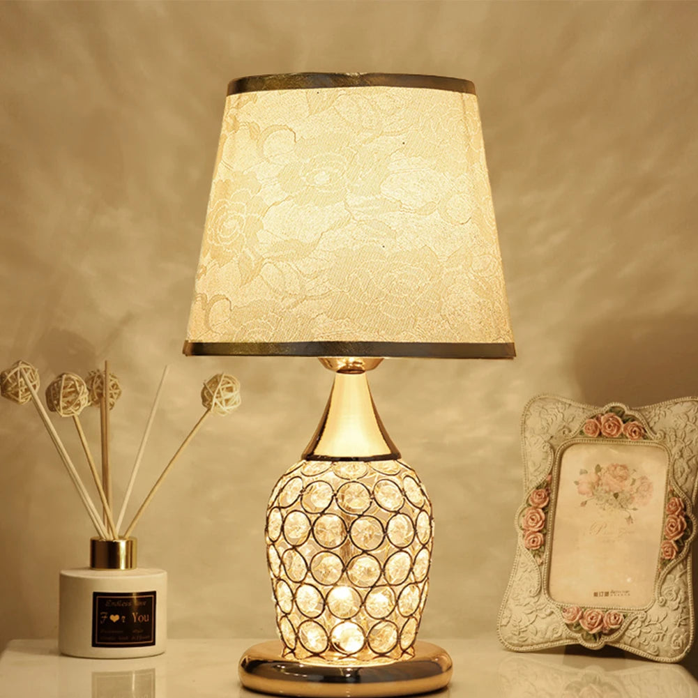 European-Style Crystal Table Lamp Ins Simple Modern Bedroom Warm Romantic Fashion Creative Decorative Bedside Lamp