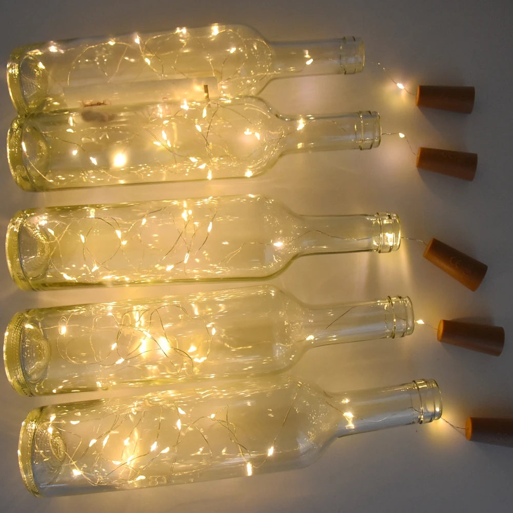 LED Cork Wine Bottle Lights Battery Light Fairytale Mini Cork String Lights Party Wedding Christmas Halloween Bar Decor Ideas