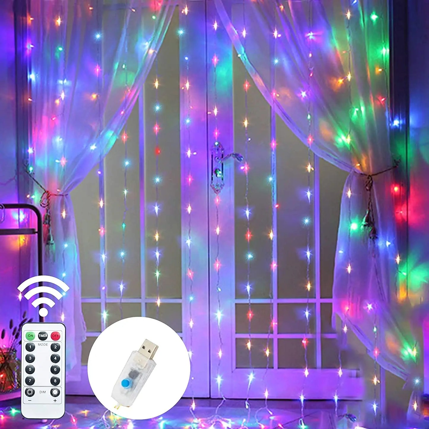 300 LED Window Curtain String Light Wedding Party Home Garden Bedroom Outdoor Indoor Wall Decorations