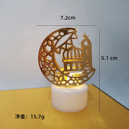 Muslim Ramadan Kareem Decoration Candle Led Lights Eid Mubarak For Home Eid al-Fitr Aid Moubarak Party Lron Lamp String 2024