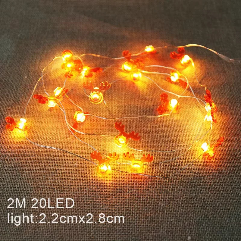 2M 20LED Lights Fairy String Santa Claus Snowflake Battery Powered For Home Living Room Garden Christmas Decorative Garland Lamp