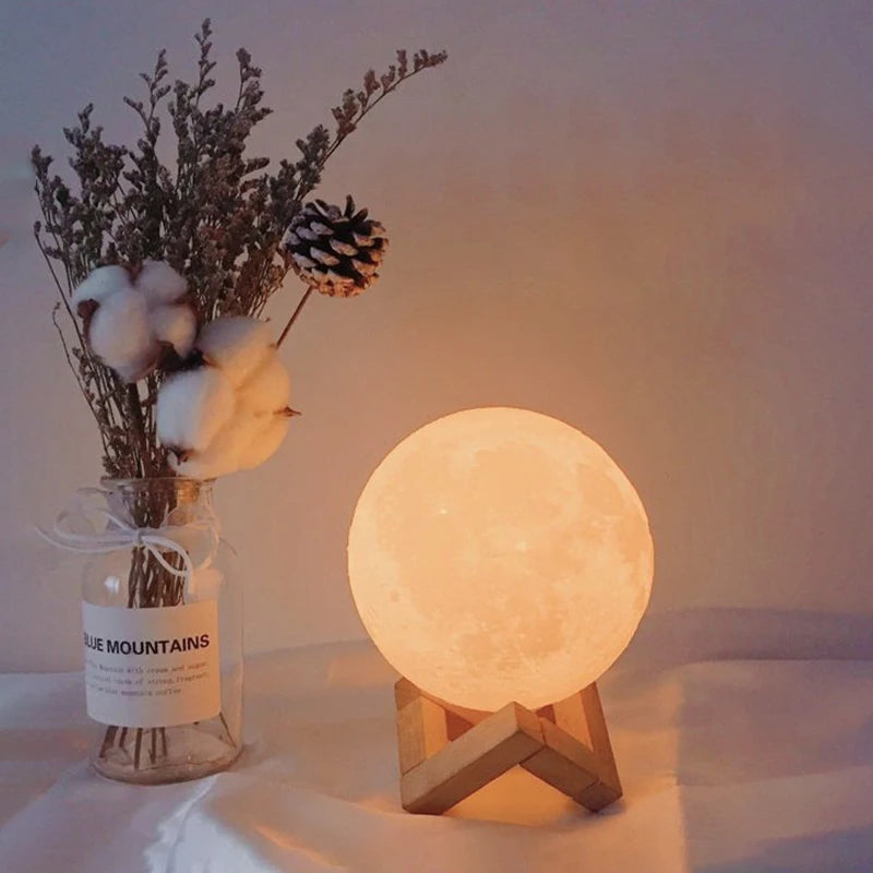 3D Moon Lamp Galaxy Starry Table Lamps Portable LED Night Light Romantic Decorative Lighting Kids Room Decor Lamp Bedside Table