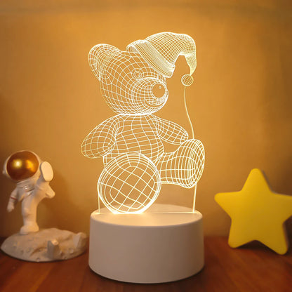 Romantic Love 3D Lamp Heart-shaped Balloon Acrylic LED Night Light Decorative Table Lamp Valentine's Day Sweetheart Wife's Gift