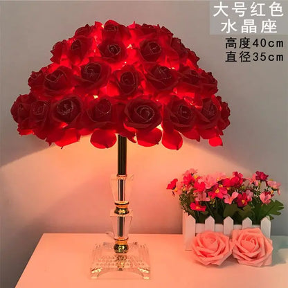 Table Lamp Rose Crystal Table Lamp Wedding Gift Ins Creative Wedding Princess Wedding Room Everlasting Warm Bedroom Bedside Lamp