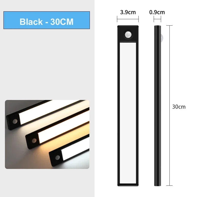 Cabinet Light USB Rechargeable Motion Sensor Led Three Colors In One Lamp For Kitchen Wardrobe Indoor Lighting 10/20/30/40/50cm