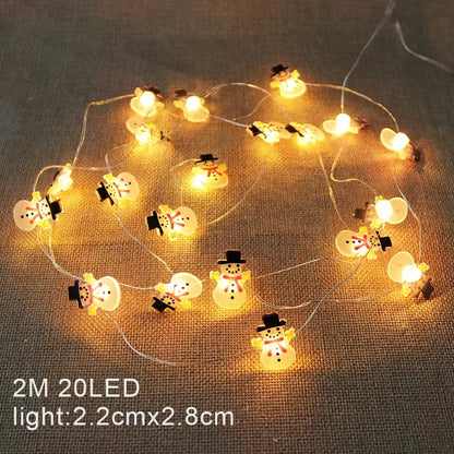 2M 20LED Lights Fairy String Santa Claus Snowflake Battery Powered For Home Living Room Garden Christmas Decorative Garland Lamp