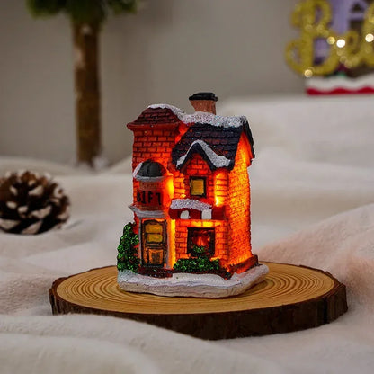 Zilvix Christmas Decoration 2024 New Year Night Light LED Snow House Sculpture Home Resin Crafts Xmas Ornaments Gift for Kids