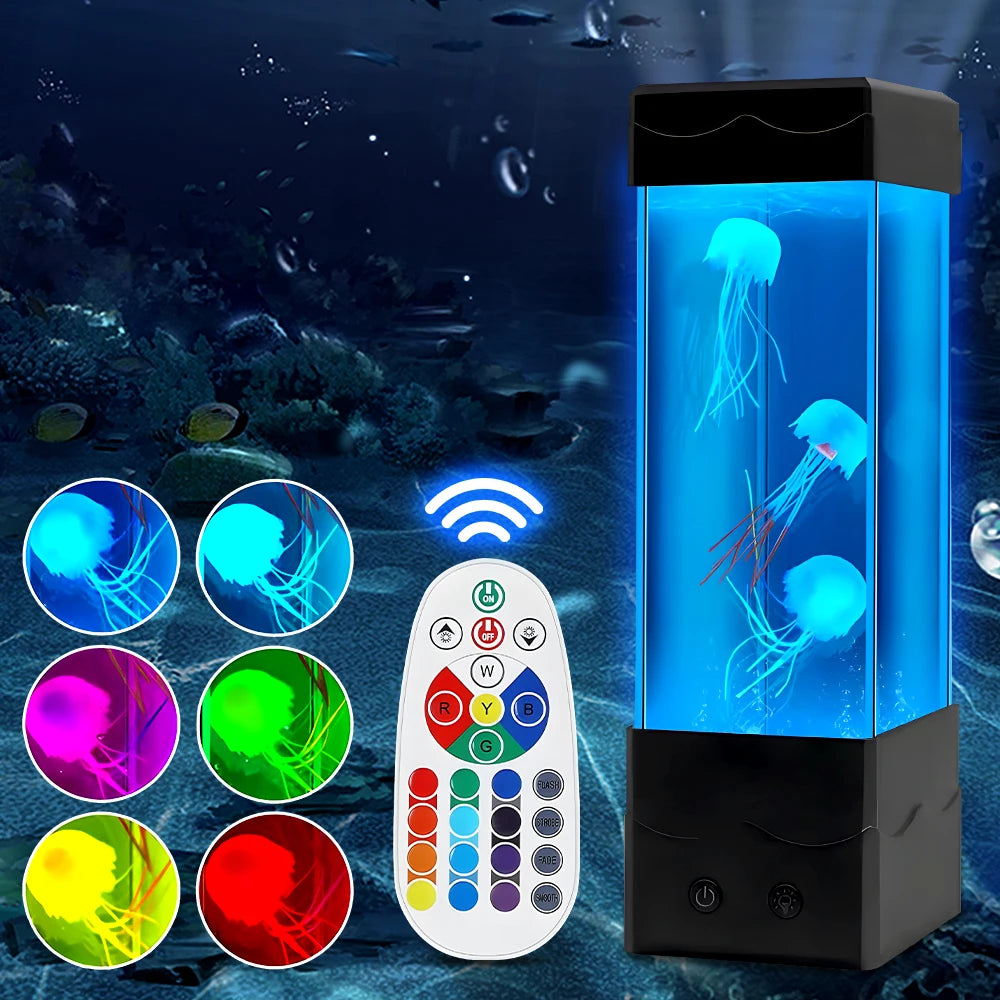 Creative Jellyfish Light Led Aquarium Night Light Colors Changing Remote Control Relax Bedside Table Light For Home Bedroom